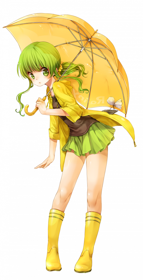 Render Filles/Femmes - Renders Fille Jaune Vert Parapluie