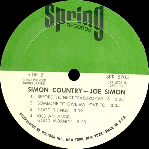Joe Simon : Album " Simon Country " Spring Records SPR 5705 [ US ]