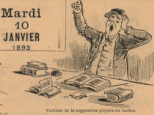  Partisan de la suppression projetée du bachot (dessin de presse du Mardi 10 janvier 1893)