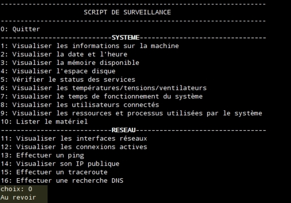 Script de surveillance système