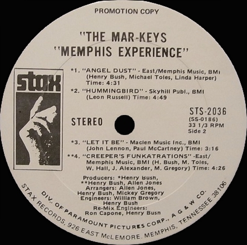 The Mar-Keys : Album " Memphis Experience " Stax Records STS 2036 [ US ]