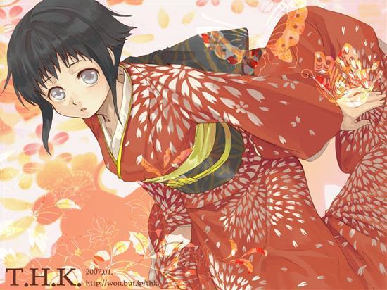 hinata avec un beau kimono