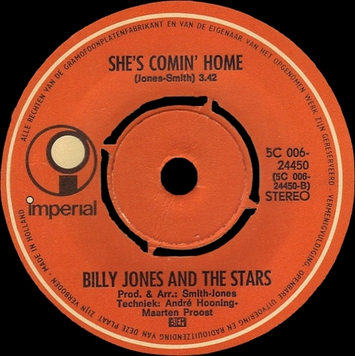 Billy Jones & The Stars : Album " Love Is Gonna Rain On You " Catfish Records 5C 054.24.306 [ NL ] 1970