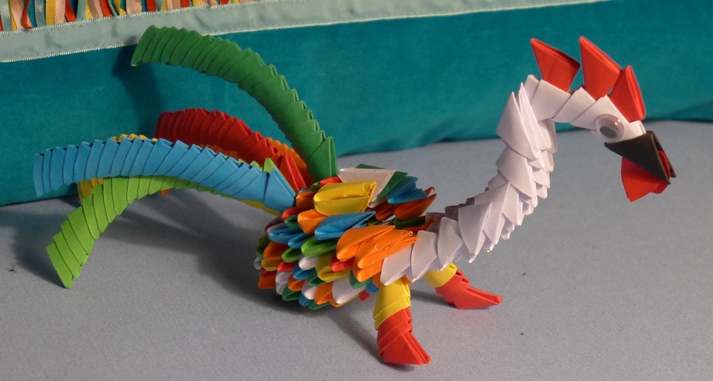 Un coq en origami modulaire...