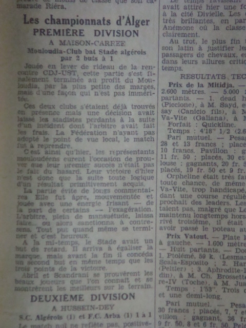 Dimanche 5.2.1933 à Belfort Stade Algérois-MCA 1-2