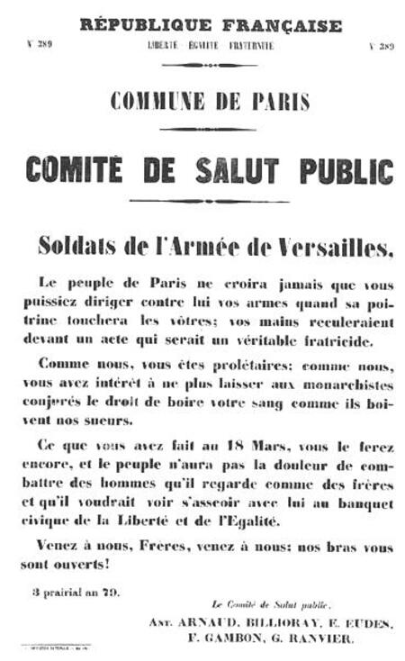 Appel du Comité de Salut Public à la mutinerie des Soldats de l’Armée de Versailles