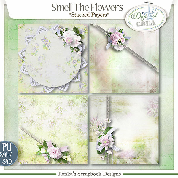 Smell The Flowers Stacked Papers by Ilonkas Scrapbook Designs