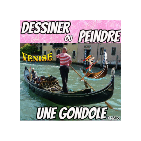 Dessin et peinture - vidéo 3876 : Comment dessiner ou peindre une gondole sur les canaux de Venise ? - crayon et autres médiums. 