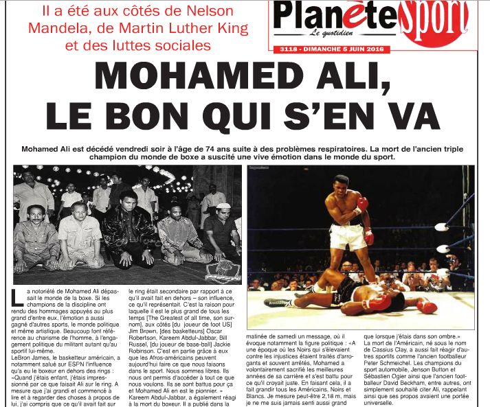Vendredi 3.6.2016 Mohamed Ali nous quitte