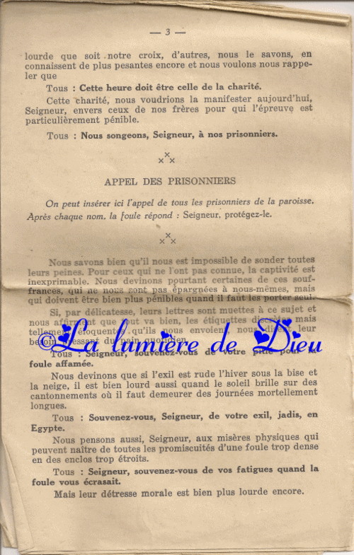 Veillée du souvenir pour les prisonniers