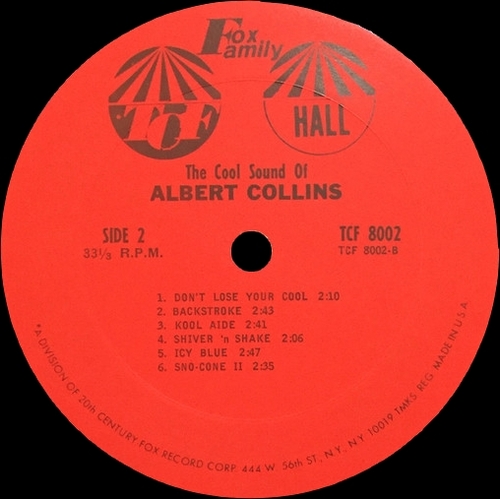 Albert Collins : Album " The Cool Sound Of Albert Collins " TCF Hall Records TCF-8002 [ US ]