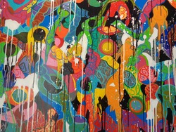 — de JonOne : Candy Crush 2015 - de la collecte agnès b.- "On aime l'art … !" à la Collection Lambert / Avignon —- image/oeuvre pouvant être protégée par Copyright —-