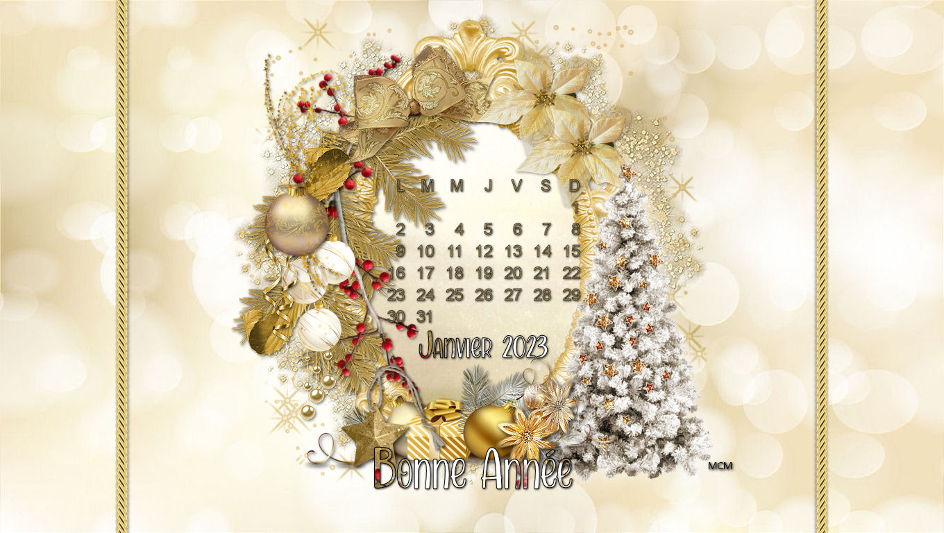 Fond écran calendrier Janvier 2023 - Ruban Janvier - MCreations