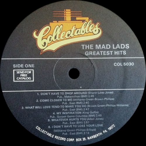 The Mad Lads : Album " Greatest Hits " Collectables Records COL 5030 [ US ]