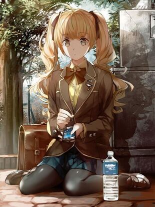 ✮ ANIME ART ✮ anime. . .school uniform. . .blazer. . .bow tie. . .twintails. . .cell phone. . .cute. . .kawaii