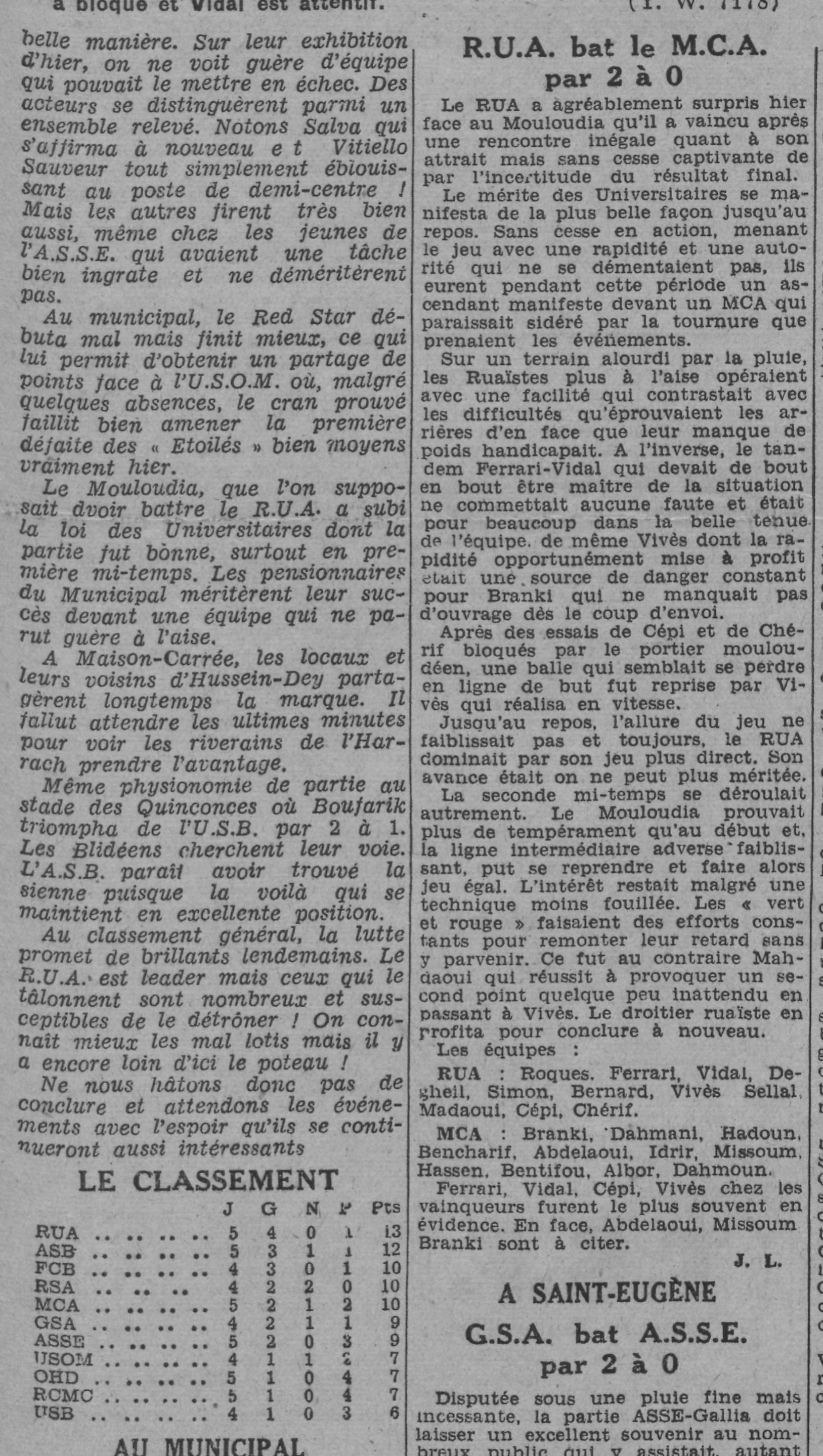 17.11.1940 au Municipal RUA-MCA 2-0