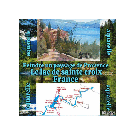 Dessin et peinture - vidéo 3542 : Peindre un paysage de Provence (France) : le lac de sainte croix - aquarelle.