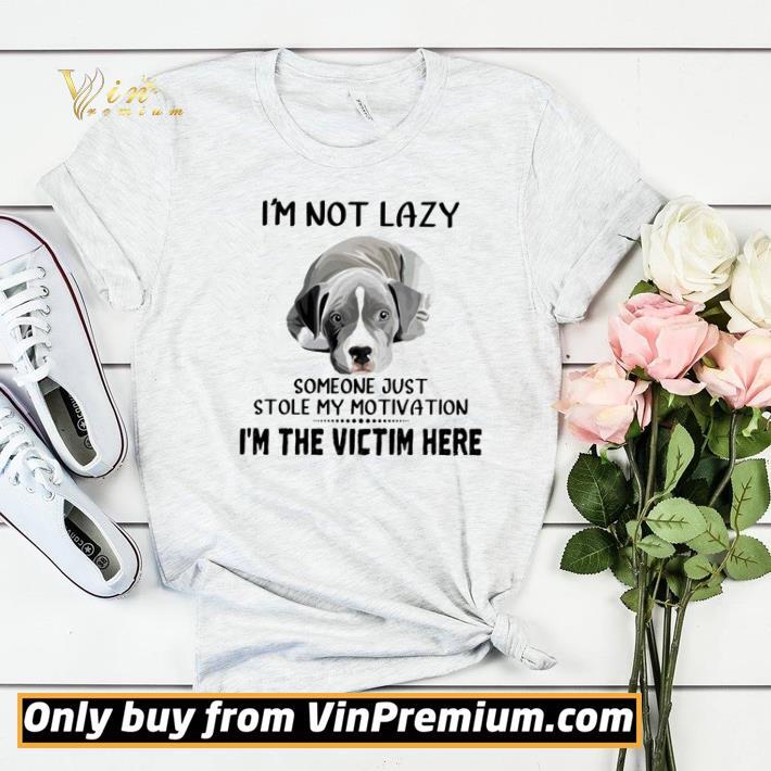 Pit bull I’m not lazy someone just stole my motivation I’m the victim here shirt