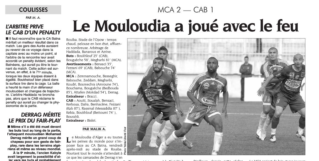 Vendredi 19.3.2010 à Rouiba. MCA-CAB 2-1