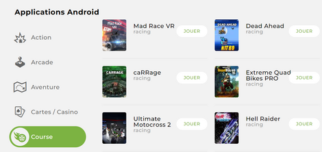 liste de jeux de course sur Mobijeux 