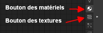 Les boutons des matériels et des textures