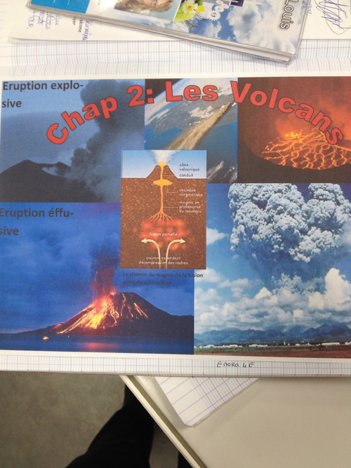 Illustrations de cahiers en 4ème sur les volcans 