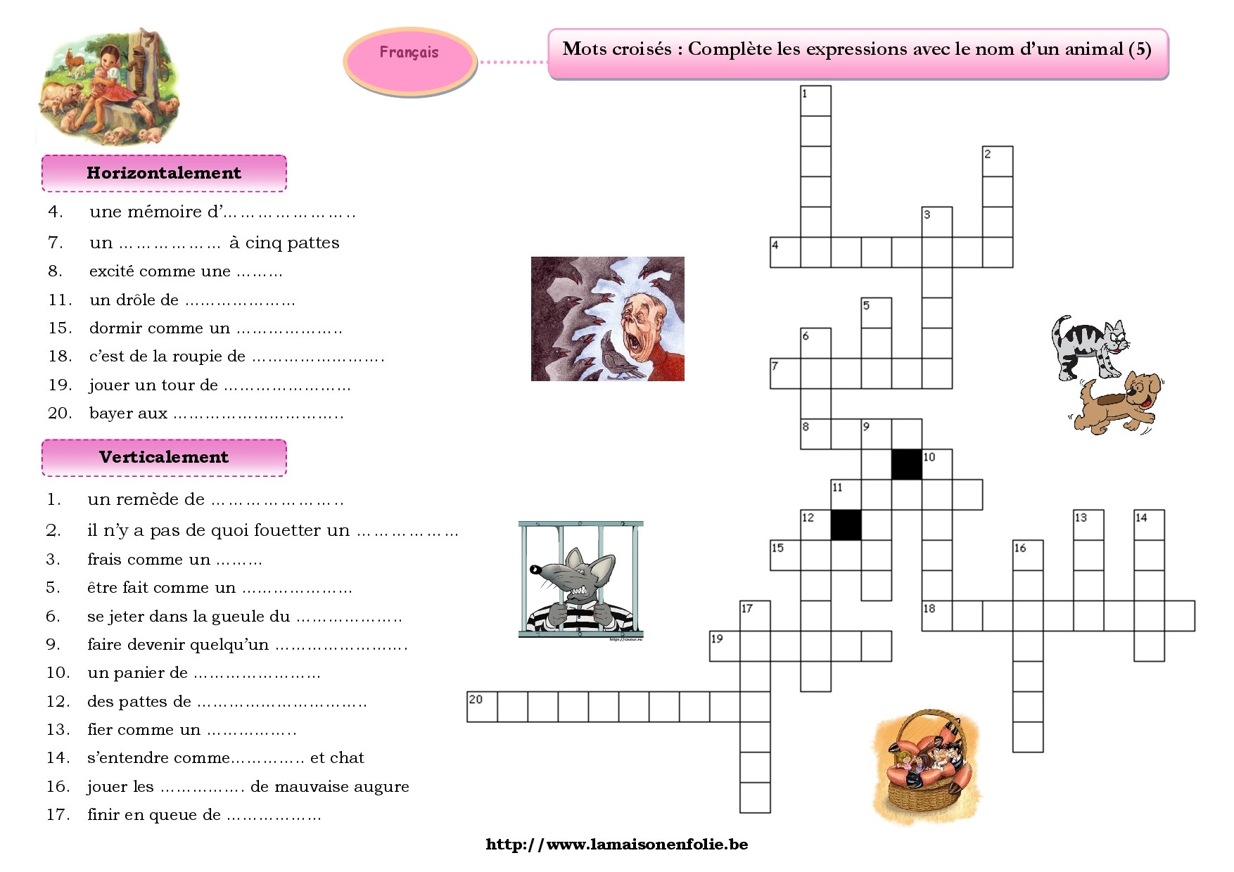 Mots croisés expressions animalières5