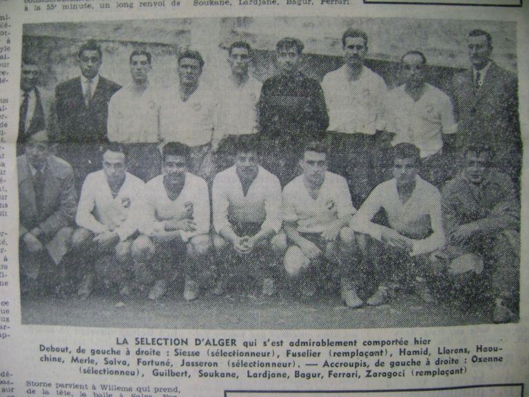Décembre 1955 Benhamou sélection d'Alger-Belgique 2-1