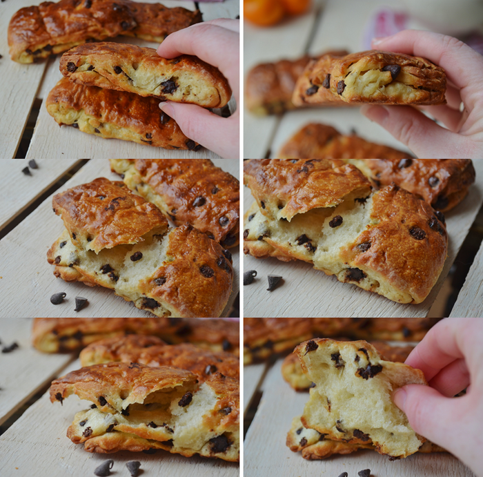 Petits pains briochés-feuilletés aux pépites de chocolat