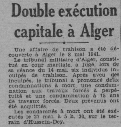 27.5.1941 exécution de Bouras Mohamed