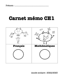 Carnet mémo CE1 - page de garde