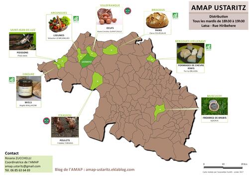 La carte des producteurs de l'Amap d'Ustaritz