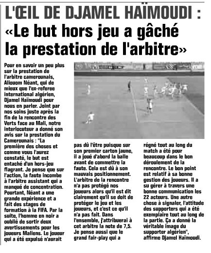 Mercredi 10.09.2014 à Blida EN-MALI 1-0 E.CAN