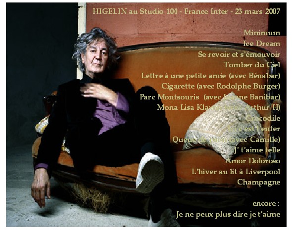 Live: Jacques Higelin - Studio 104 Paris FM - 23 Mars 2007 - Smells Like  Rock Spirit