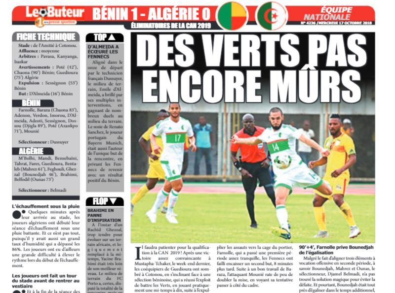 Mardi 16.10.2018 à Cotonou Q.CAN Retour Bénin-EN 1-0