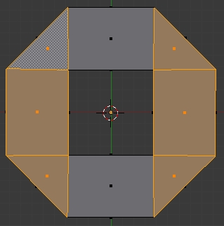 Les faces de chaque côté de l'objet sont sélectionnées