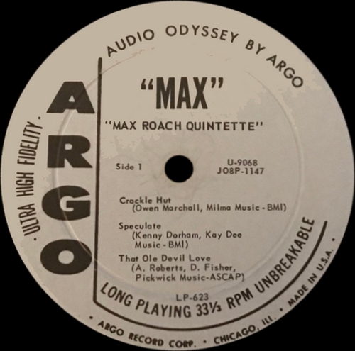 Max Roach Quintette : Album " Max " Argo Records LP-627 [ US ]