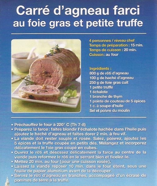 carré d'agneau farci au foie gras et petite truffe