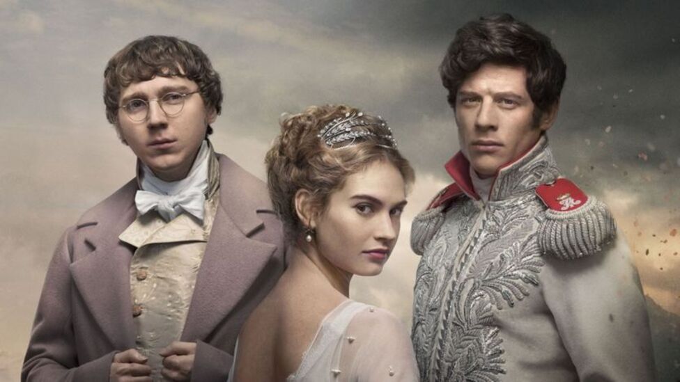 Paul Dano, Lily James and James Norton in War and Peace