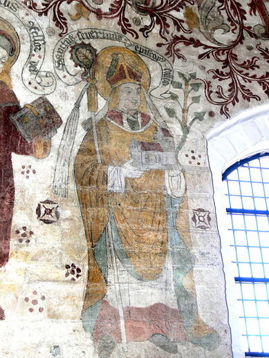 Fresque de Saint Séverin de Cologne dans l'église de Stubbekøbing (Danemark)