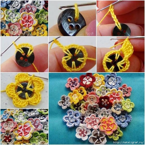 Des boutons-fleurs au crochet