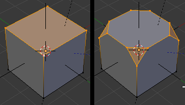 Le menu des vertices (Ctrl + V) - Bevel (shift + Ctrl + B)