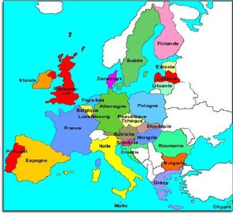 carte de l'union europeéenne actuelle, avec les 27 pays ...