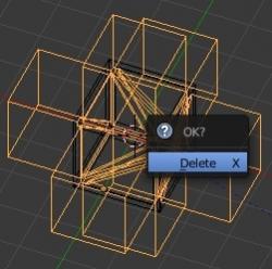 Effacer l'objet formé de 6 cubes (touche X)