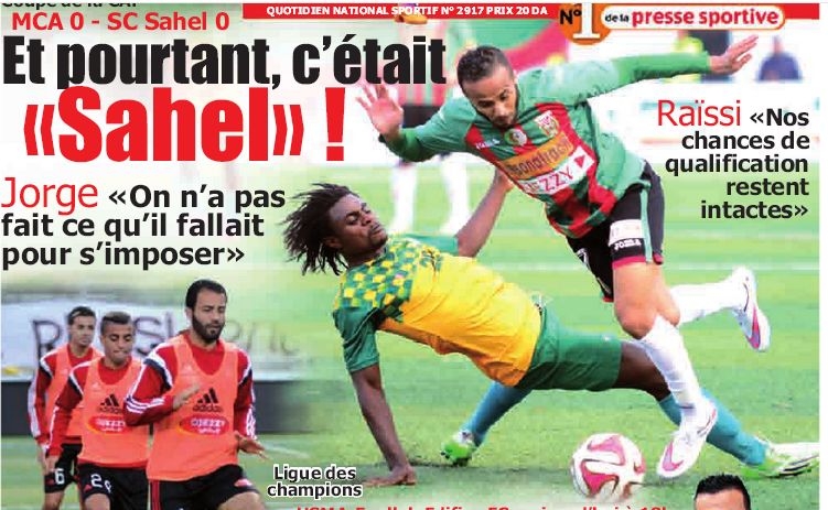 Samedi 14.02.2015 à Bologhine coupe de la CAF préliminaire MCA-Sahel SC  Niger 0-0