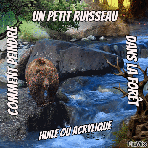 Dessin et peinture - vidéo 3529 : Comment peindre un petit ruisseau dans la forêt ? - acrylique, huile.