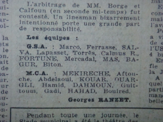 5.1953 Amical GSA-MCA 4-1