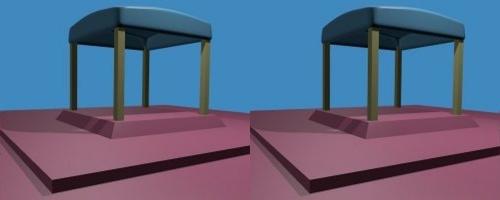 Forme cubique avec arrondi en vue stéréo