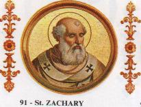 Saint Zacharie. Pape (91ème) de 741 à 752 († 752)