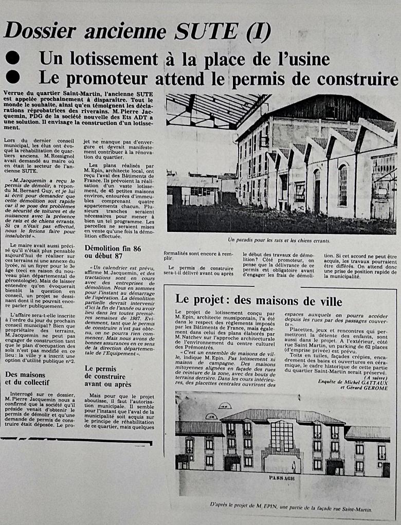 Destruction de l'ancienne S.U.T.E